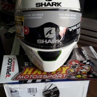 Helm shark SKWAL fullface putih glossy polos ada lampu LED bisa nyala