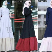 Dress Gamis Polos Lengan Balon Fashion Moza Ummina Murah Simple