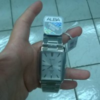 Jam tangan pria analog Alba (vj42-x113) stainless steel segi empat