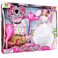 BEST SELLER MAINAN ANAK BONEKA BARBIE FROZEN LOVELY GIRL AND HORSE 66