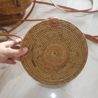 Jual Tas rotan 20cm bulat motif star klip/murah/handmade/lombok asli Murah