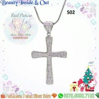 Kalung liontin silver 925 salib - acc aksesoris perhiasan wanita cewek