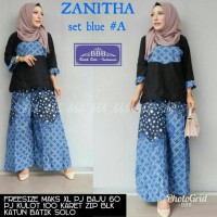 zanitha set blue kulot batik ootd hijab ready 3 motif by BBB