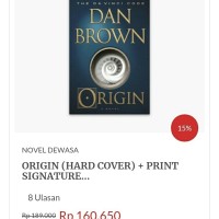 Origin (Hard cover) + origin signature -novel