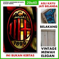 Poster AC Milan 14 ACM14 Kayu Vintage Asli Dinding Rumah/kafe