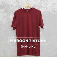 Jual Baju Kaos Polos Oblong Bandung MAROON TRITONE Merah Marun Cewek Cowok Murah