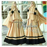 busana muslim gamis maxi pashmina hijab jilbab bergo warna coklat susu