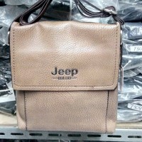 Tas Kulit Selempang Pria Casual Merk Jeep Import Quality Warna Coklat