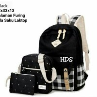 Tas 3 In 1 MOX Gracia Wanita Cantik Untuk Sekolah / Kuliah - Hitam