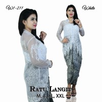 Kebaya akad nikah putih lengan panjang brokat tile stelan batik baru