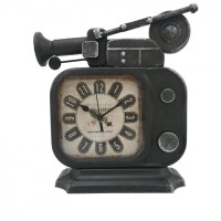 Jam Meja Analog Vintage Retro Bentuk Old TV Radio Jadul