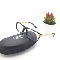 Frame Kacamata Minus Cartier 8101205 Pria Wanita Hitam Gold