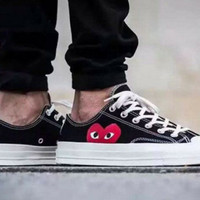 Converse X Comme Des Garcons Play Low Black Sepatu Pria Wanita PREMIUM