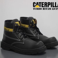 Sepatu Gunung Caterpillar Boots Safety Pria Turbo Warna Hitam Licin