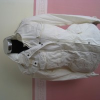 North Jaket Mantel Hoodie Putih Unisex Katun Winter Dingin Hangat Kain