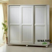 lemari pakaian sliding minimalis 3pintu kayu jati cat duco,