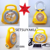 Kipas Angin Senter Led system charge dengan solar panel dan listrik