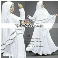 maxi syari bergo gamis busana muslim hijab pashmina jilbab warna putih