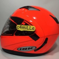 (Sale) HELM INK AVENTURE SOLID RED FLUO DOUBLE VISOR MODULAR FULL FACE