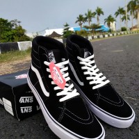 PROMO SEPATU PRIA VANS SKATE HIGH BLACK LIS PUTIH ORIGINAL INDONESIA
