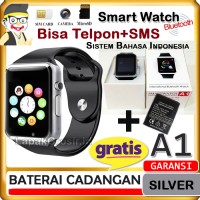 Smartwatch A1 Silver Exclusive Bisa Telpon dan SMS Plus Baterai DZ09