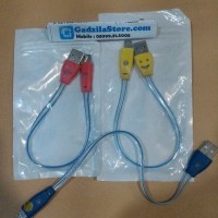 Kabel Data Charger SMILE Lampu 25cm Micro USB Powerbank (GROSIR)