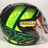 (Murah) HELM KYT DJ MARU #14 BLACK GREEN FLUO HALF FACE