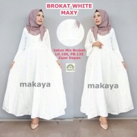 Maxi Dress Muslim Long Dress Wanita BROKAT WHITE MAXI