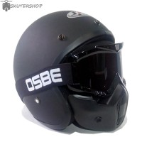 Helm JPN ARC Black Goggle Mask Retro Klasik Jap Style Shark Raw Smoke