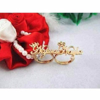 Cincin Ring Double Mahkota, Cincin Nama Gold Lapis Emas Asli 24 Karat