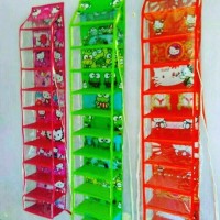 Rak Sepatu Sandal 9 Susun Gantung Motif Karakter Zipper Tas Tempat