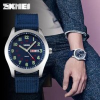 jam tangan pria cowok SKMEI original menyala dalam gelap canvas army