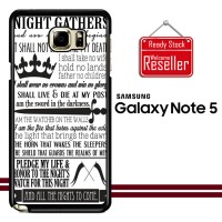 Game of Thrones Nights Watch Oath Z0698 Samsung Galaxy Note 5 Casing
