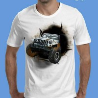 Jual distro kaos pria 3d murah jeep,t shirt,tshirt 3d jeep putih Murah