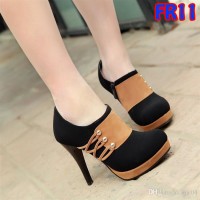 Jual High Heels Fashion 9cm Double Suede Murah Harga Grosir (FR11 Hitam) Murah
