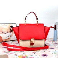 TAS SATCHELS CLUTCH SELEMPANG KRIM MERAH WANITA CHARLES N KEITH BELEZA