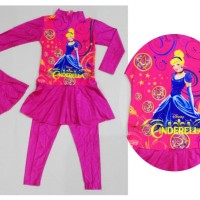 Baju Renang Anak Perempuan Muslim Princess Cinderella Pink Rok Cewek
