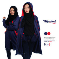 Jual Jaket Hijabers Hijacket PREMIUM FLEECE Simple Navy X Red Grosir Murah