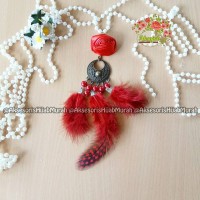 BROS JILBAB ANTING HIJAB BULU POLKA AYAM MERAK ASLI CHOW BIG