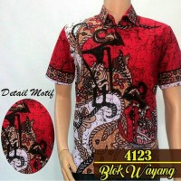 Jual kemeja batik||blok wayang merah Murah