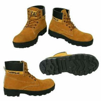 sepatu boot outdoor boots keren caterpillar suede tan kuning club moto