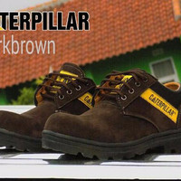 sepatu boot safety casual caterpillar semi boots suede coklat tan outd