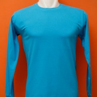 Kaos Polos Biru Turkis Cotton Combed 20's Lengan Panjang Manset L