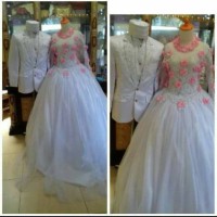 baju pengantin couple sepasang/bisa request warna dan size jumbo