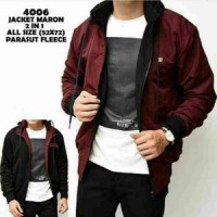 Jual JAKET BOLAK BALIK 2IN1 PARASUT FLEECE MAROON BLACK POLOS COWOK PRIA Murah