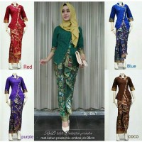 Baju Batik Gamis Hem Cewek Model Kebaya Bahan Prada Embose Rok Lilit