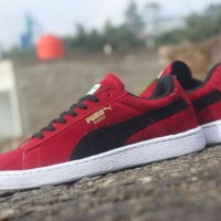 sepatu pria puma suede original premium red black 39-44