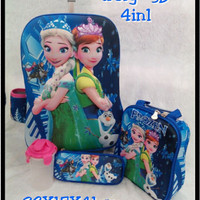 Jual Tas Troli 3D 4in1 Frozen Biru ( Mudah, Grosir, Tas Trolly Anak ) Murah