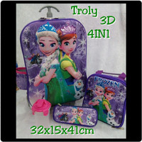 Jual Tas Troli 3D 4in1 Frozen Ungu ( Mudah, Grosir, Tas Trolly Anak ) Murah