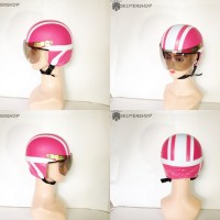 Helm Anak Anak Broco Retro Kaca Lucu Pink Putih Usia 1 - 4 Tahun